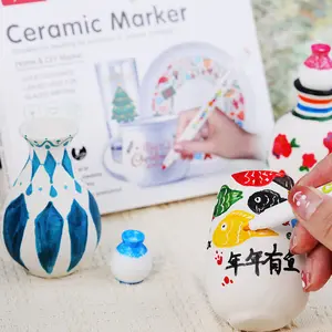 12 Color High Temperature Oven Baking Ceramic Marker Set, Ideal for Rocks Stones Wood Crafts, Durable Heat Resistant Markers