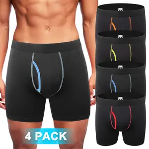 CATTIBOR 4 Pack Mens Bamboo Fiber Boxer Shorts Briefs,Men Breathable Underwear Boxer Trunks,Mens Underwear for All Seasons