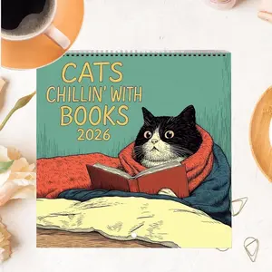 Cat-Themed Calendar 2026, Wall Calendar Planner, Fun Monthly Planner, Home Decor Gift Idea, Perfect Christmas Present for Family, Large Size 8.5x8.5 Inches