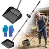 PETCOZIFE Durable 2-in-1 Scoop+Rake Cleaning Tool, 39"-63" Adjustable Stainless Steel Ergonomic Handle, Rubber Gloves Included, for Chicken Coops & Beaches, Ideal for Farmers (3 lbs)