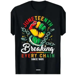 Juneteenth T-shirt Women'S Men'S African American Freedom 1865 Novelty T-shirt, Men'S T-shirt, short sleeve, everyday wear and vacation style shirt Streetwear Casual comfort color shirts oversized tshirt Black Crewneck Fathersdaygift Menswear