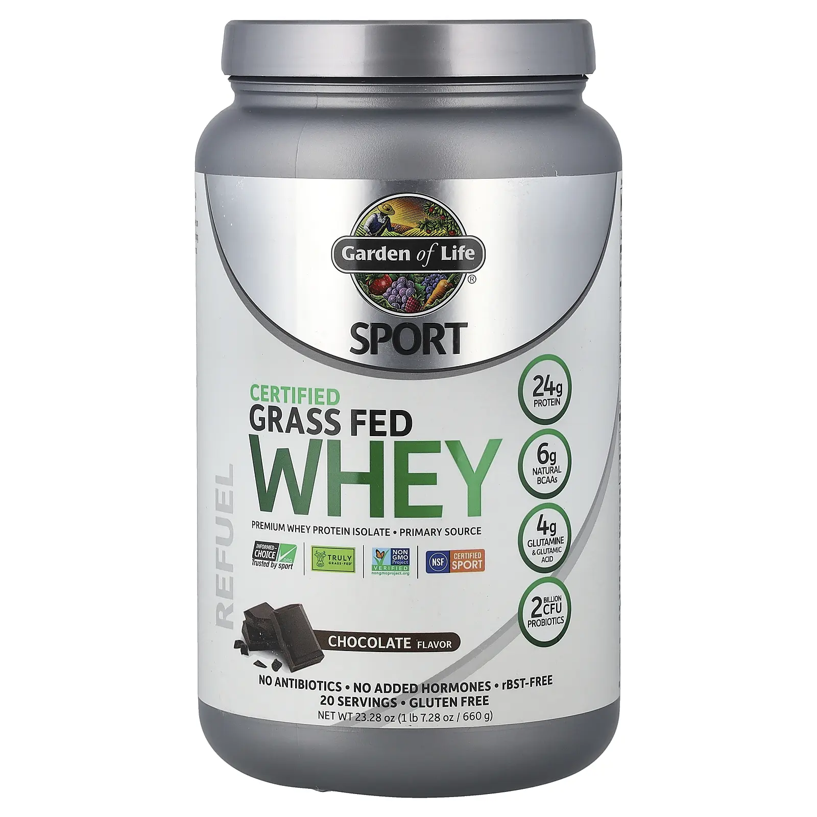 Garden of Life Sport, Certified Grass Fed Whey, Chocolate, 1 lb 7.28 oz (660 g)