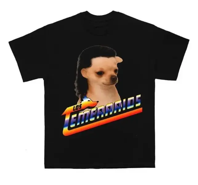 Los Temerarios Dog Collection T-Shirt Trendy Funny Cotton Crew Neck Graphic Tees For Men And Women T-Shirt 100% Pure Cotton Fabric Color-Locking Ink Technology Streetwear Top Men's Humorous Cotton Printed Round Neck T-Shirt