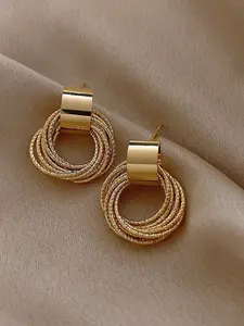 French Vintage Multi-Layer Circle Earrings, High-Quality Hollow Geometric Drop Earrings, Daily Vacation Party Match Accessories