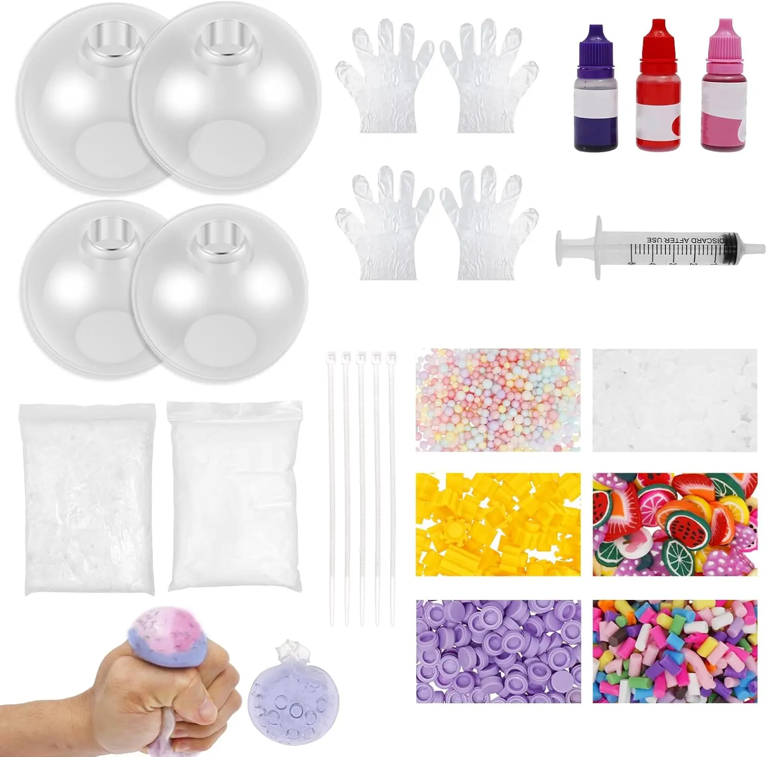 Halloween  Fall Gift DIY Stress Ball Making Kit with Colorful Fillers – Complete ASMR Squishy Craft Set with 4 TPR Skins, Zip Ties & Gloves, Create Your Own Custom Stress Balls for Sensory Fun, Anxiety Relief, Relaxation & Unique Self-Care Gift for Women