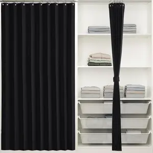 Black Closet Curtain Blackout for Doorway, Pleated Accordion Style Folding Doors Thermal Insulated with Hooks for Bedroom, Thermal Insulated Curtains for Closet, W 38 x L 80 in, 1 Panel