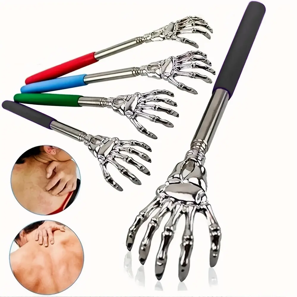 Telescoping Back Scratcher, Compact Stainless Steel Manual Massager with Rubber Grip, Extends 8.66-23 in for Humans & Pets, Back Massagers