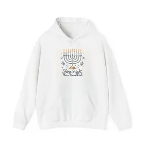 Hanukkah Hoodie – "Shine Bright This Hanukkah" Menorah Sweatshirt