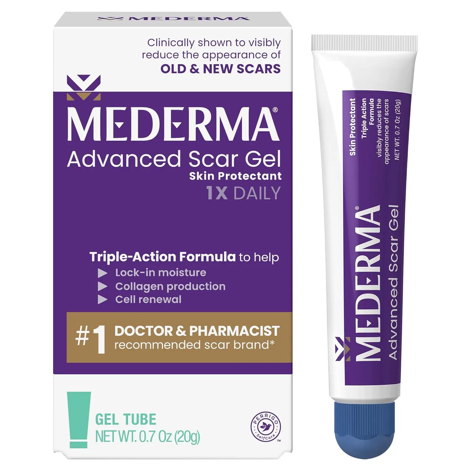 Mederma Advanced Scar Gel - Treats Old & New Scars, Reduces Appearance of Scars from Acne, Surgery, Burns, Injury & Stretch Marks, 0.70 Oz (20g) Treatment
