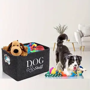 Premium Felt Pet Toy Storage Box, Dog Toys, Blanket, Leash, Food Basket, Organize Pets Essentials, Durable & Spacious Design, Multifunctional Storage Bin
