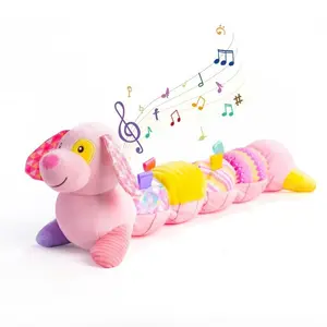 Animal Puppy Height Measuring Stick Music Soothing Hug Doll Plush Toy, Soft and Cozy Design for Kids, Perfect Gift Idea