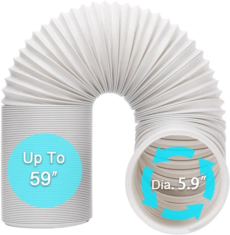Portable Air Conditioner Hose, Portable Exhaust Vent Hose with 5.9 Inch Diameter, Universal Replacement AC Vent Hose Length up to 59"