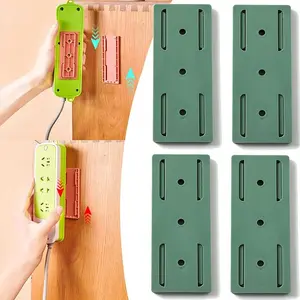 Self-adhesive Patch Panel Socket Holder, 2 Counts Wall Hanging Plug Fixing Device, Punch-free Cable Wire Socket Organizer Racks Holder, Socket Organizer Rail