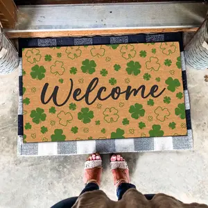 Welcome Shamrock Doormat, Clover Mat, Lucky Shamrock Doormat, Lucky Doormat, St. Patrick's Day Door Mat, St Patricks Day Welcome Doormat