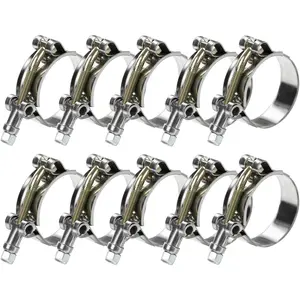 10Pack T Bolt Hose Clamp 46-52mm for 1.5" Hose ID, Heavy Duty Stainless Steel Turbo Intake Intercooler Radiator Coolant Charge Air Pipe Clamp Kit