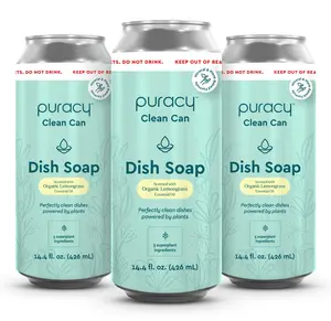 Puracy Dish Soap, Gently Scented with Organic Lemongrass for Glasses, Kitchen Soap Softening Liquid Dishwashing Detergent Soap