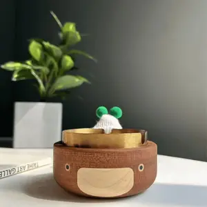 Whale wood art ashtray creative stainless steel ashtray home coffee table ornaments gift wood crafts Lighter Wooden