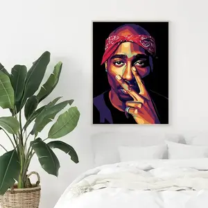 Popular hip-hop culture characters realism art, Tupac Shakur Portrait, Canvas Prints, a perfect gift for rap music lovers, ideal for home
