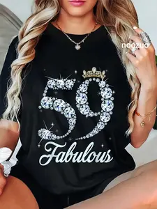 100% Cotton 59 Year Old Its My 59th Birthday Queen Diamond Heels Crown T-Shirt