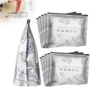 Aluminum Foil Sealed Antibacterial Food Storage Bags, Snack Storage Bag, Medium Size, Self-Sealing Zipper Pouches, Freezer Refrigerator Seal Bags, Reusable Vacuum Pouches