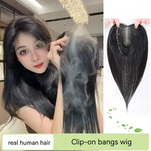 Full Human Hair Topper with Bangs for Women – High Crown Volume & Fullness, Covers Gray Hair. Lightweight & Seamless.