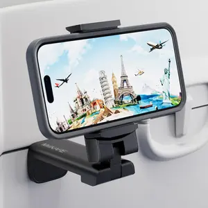 Miikare Airplane Travel Essentials Phone Holder, Universal Handsfree Phone Mount for Flying with 360 Degree Rotation, Accessory for Airplane, Travel Must Haves Phone Stand for Desk, Tray Table DP TECH LTD.