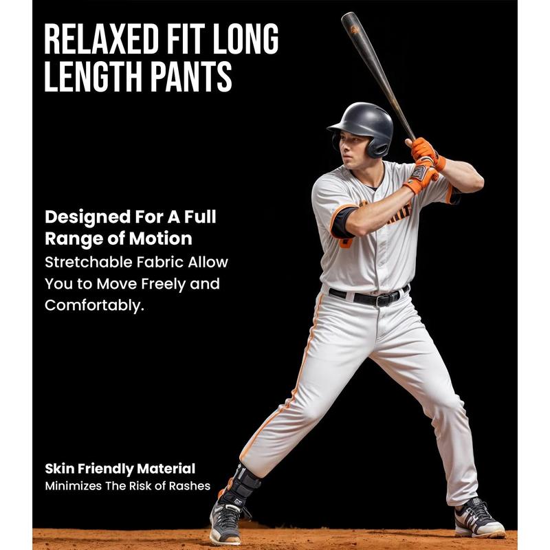 Proline Adult Full Length Baseball Pants with Stripes (White) Fabric Menswear Trouser Elastic