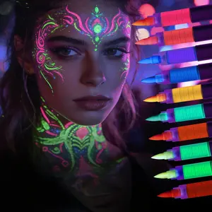 Glow-In-The-Dark Body Paint Pens, Washable Waterproof, Set of 10, Perfect for DIY Body Art and Painting, School Projects & Creative Activities