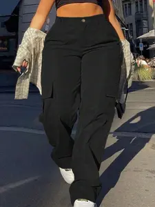 Women's Plus Size Solid Color Casual Cargo Pants