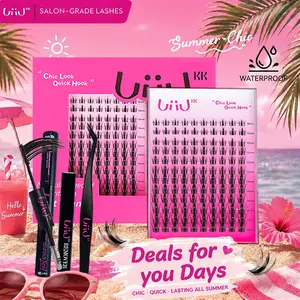 UiiUKK Fairy Chispa Lash Clusters Invisible Band DIY Lashes - Individual Clusters or Full Kit to Customize! -Wet Look Waterproof Eyelash Extension Wispy Manga Kawaii Doll Lashes Feline lash look Medusa Lash handmade lash summervibes beach essentials