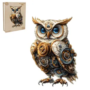 Mechanical Owl Wooden Jigsaw Puzzle for Adults and Kids Unique Shape Animal Wood Puzzles Challenging Puzzle, Family Game Creative Gifts，Laser-Cut Durable HDF Wood Puzzle