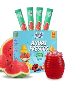 Klass Aguas Frescas Watermelon Powdered Drink Mix, 40 Single Serve Packets, Zero Sugar, Caffeine-Free, Natural Flavors, 5 Calories Each