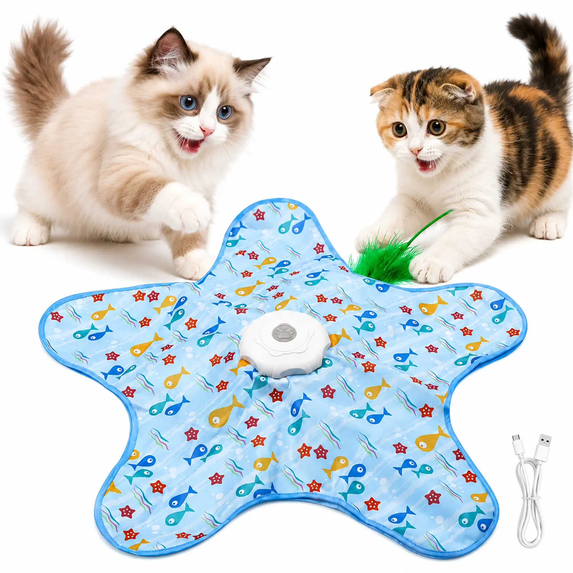 Interactive Unpredicatable Moving Feather Hunting Cat Toy , Hide and Seek Rechargeable Cat toy for bored cat，Indoor Exercise & Boredom Relief for All Breeds cats , DealsForYouDays