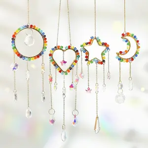 Rainbow Star Moon Four-Piece Set Window Garden Decoration Crystal Wind Chime Sun Catcher Hanging Ornament