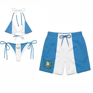 Matching Guatemala Flag Swimsuit for Couples, Women’s Bikini and Men’s Swim Trunks for Beach and Pool Outfit