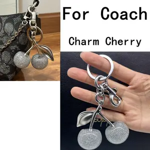 For Handbag Shoulder Bags Shining Silver Crystal Cherry Pendant Women's Purse Keychain Bag Charm Hanging Accessories