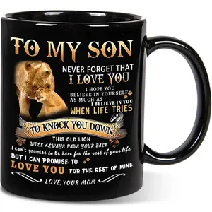 To My Son Lion Never Forget That I Love You Black Mug