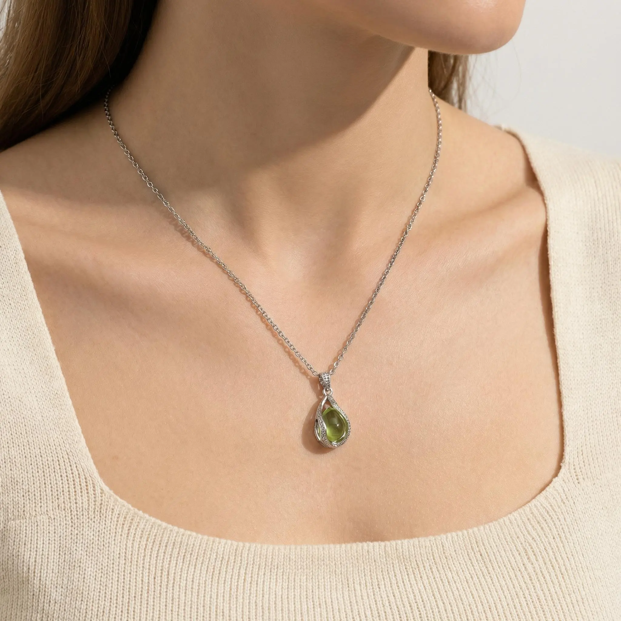 Viral TikTok Glow-in-the-Dark Teardrop Necklace, Blue Green Luminous Love-Wrapped Pendant, Minimalist Adjustable Trending Eternal Love Costume Jewelry Accessory for Adults, Accessories Adults