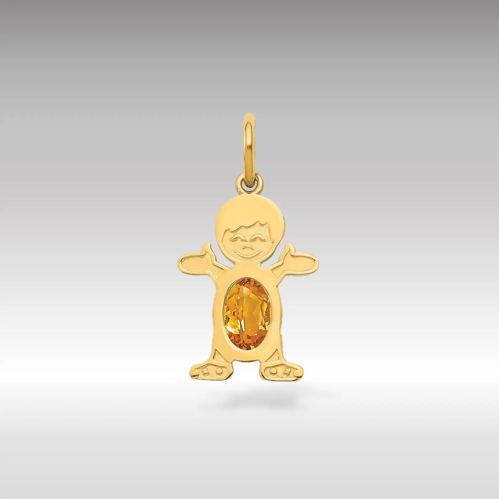 14K Gold Boy November Birthstone Citrine Pendant