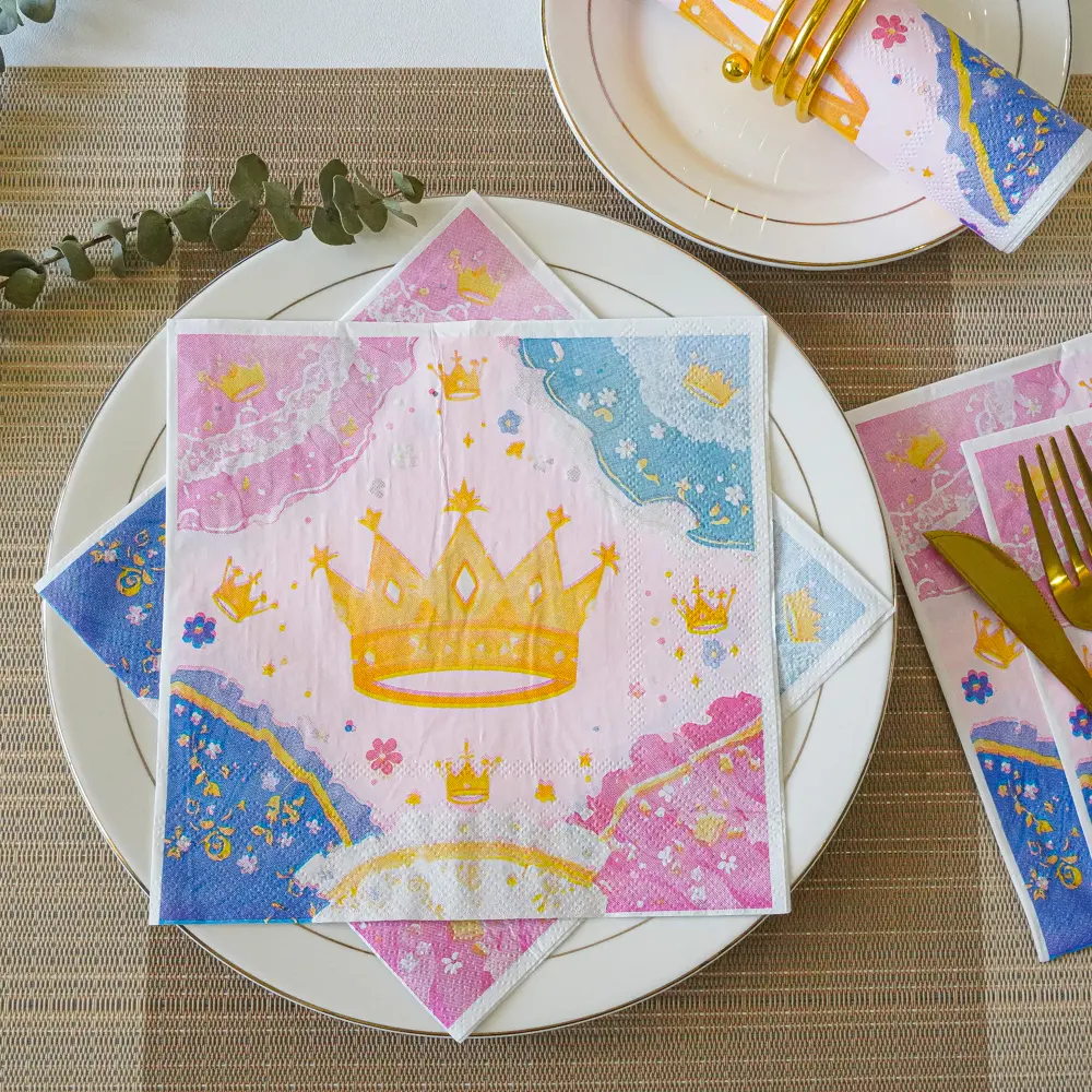 Princess Birthday Party Decorations,20pcs Princess Party Decorations Napkins Pink Princess Paper Napkins for Girl Birthday Decorations