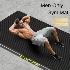 1 Men's Fitness Mat - Non-Slip, Wear-Resistant, Soundproof and Shock-Absorbing, 200cm/78.74 Inches Black Yoga Mat, Suitable for Home and Gym Use | Modern Fitness Mat | NBR Material