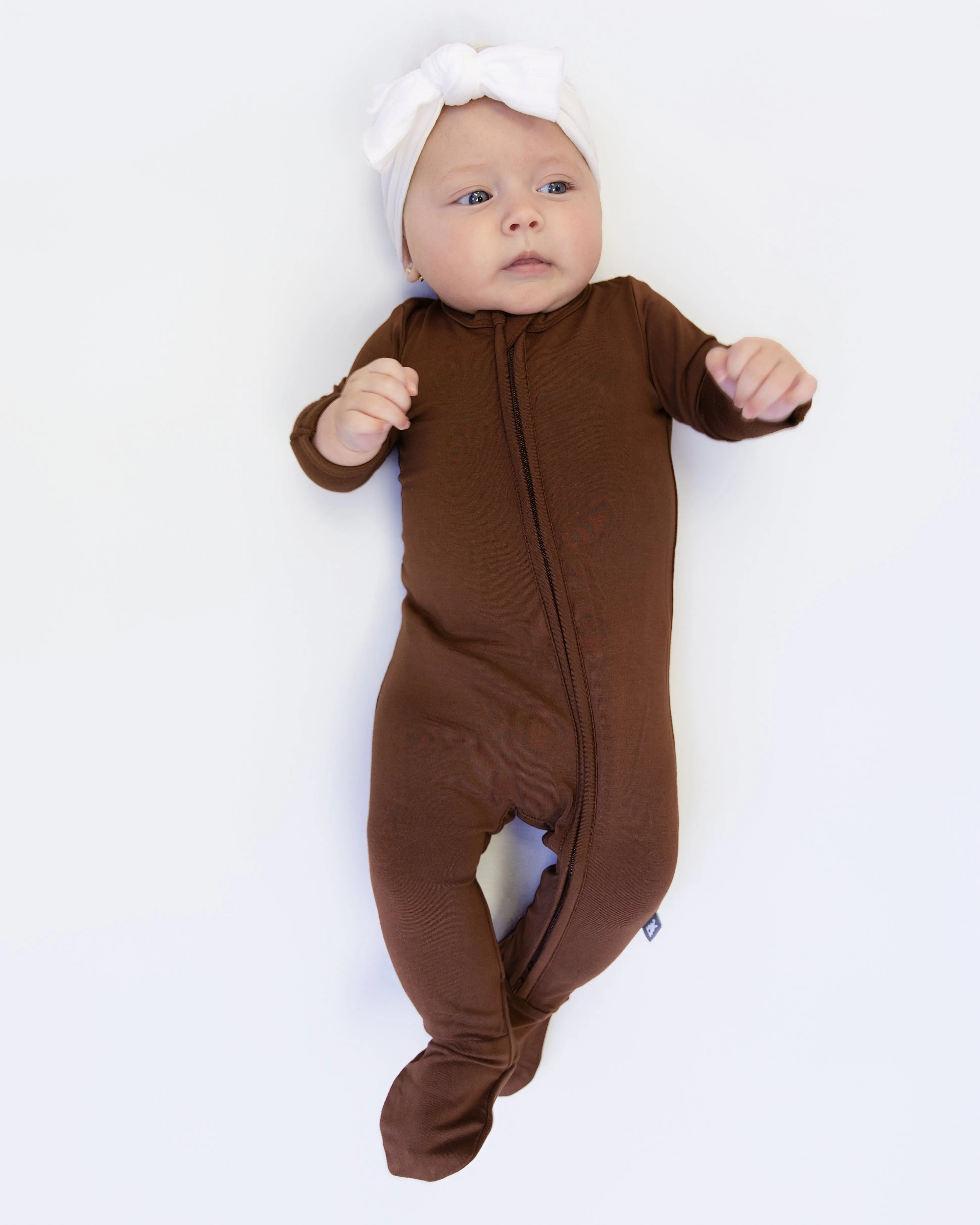 Zip Footie in Dark Brown