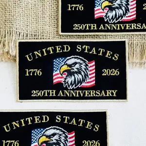 USA 250th Anniversary Eagle & Flag Embroidered Patch 4inch, Patriotic Gift USA 250th Anniversary America Patches Embroidered, Sew on Iron on Velcro, 4 inch Patch, 250th Years American Flag