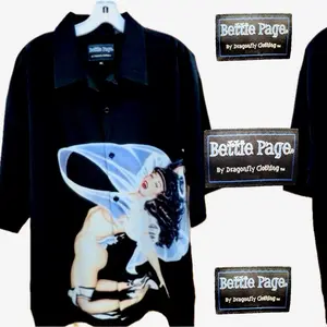 Sleek Bettie Page Dragonfly Y2K Button Up