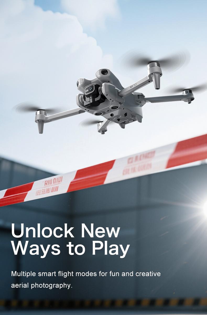 GT50 PRO Large Screen RC Drone with Brushless Motor, Foldable Design, 360° Flip, Multi-Directional Sensing, Smooth Flight Control, 3 Batteries Included, Camera Drone for Outdoor Fun, Beginners and Gift Choice