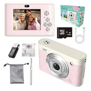 Digital Camera for Teens & Kids Video MP3 Player with 8x Zoom USB 5V Battery 3.7V Pink Compact Design for Travel Parties Everyday Fun Lens 64GB Excellent Gift for Birthdays and the Beginning of School