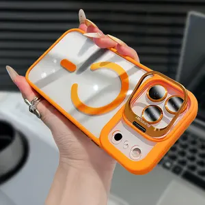 Shockproof Mag Safe Case For iPhone 17 Pro Max 16 15 14 13 12 11 Military Grade Drop Built-in Lens Kickstand Slim Protective Shockproof Transparent with Wireless Charging Phone Case Camera Lens Protector