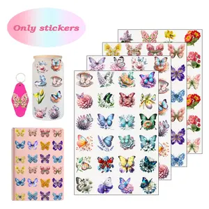 4 Butterfly Theme Transparent Waterproof Stickers, UV DTF Transfer Stickers for Cellphone, Cups, Phone Cases, Laptops, Keychains, Party Gifts, Custom Decorations
