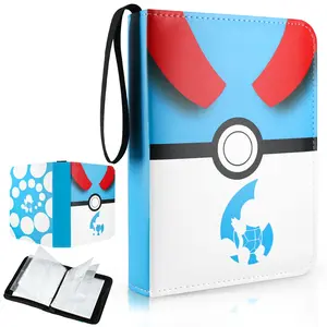 Card Binder for PTCG, Trading Card Holder Fits 400 Sports Cards, 4-Pocket Card Collector Album Case with 50 Sleeves, Card Book for Boys and Girls Gift