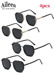 Aileen Unisex Glasses Set, Stylish Polarized TAC Lenses, Alloy Metal Frame, Includes Cleaning Cloth, Perfect Gift for Family and Friends